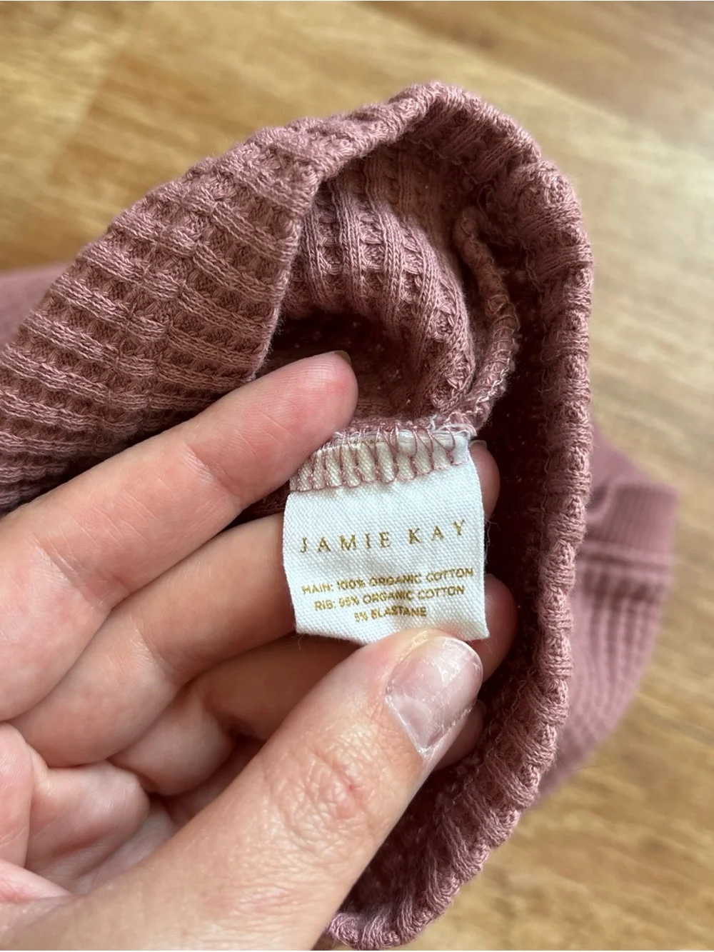 Jamie Kay Waffle Knit Long Sleeve 0-3m Mauve Organic Cotton